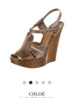 Chloe Peep-Toe Wedge Sandals